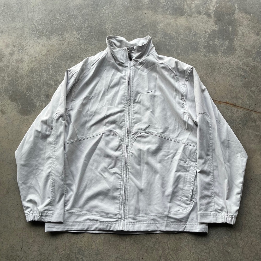 Nike Golf Mens Gray Full Zip Windbreaker Jacket Mesh Lined Mock Neck Size M